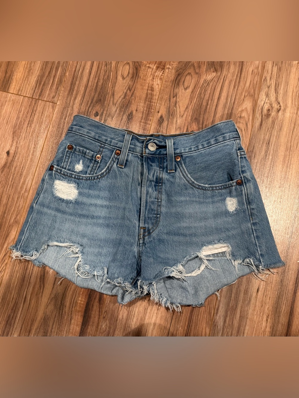 Levi's Light Blue Distressed Cutoff Denim Shorts